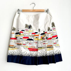 Eddie Bauer Cotton Sea Port Nantucket Motif Print Short Skirt  10